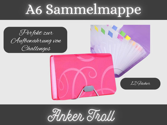 A6 Sammelmappe pink, Challenge Aufbewahrung, Fächermappe
