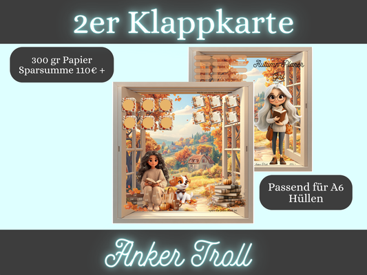 Autumn Planer Girl, 2er Klappkarte