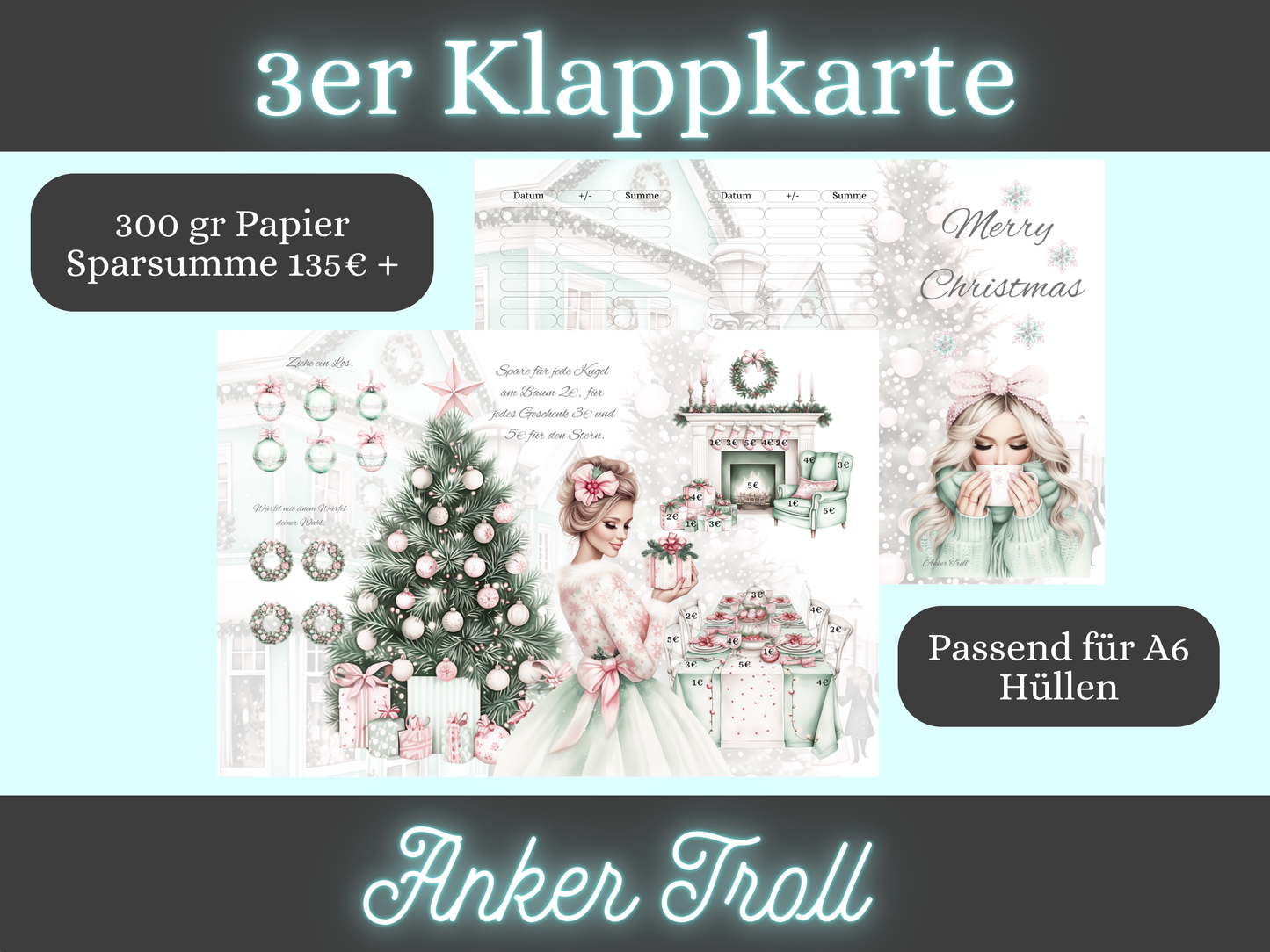 Merry Christmas 3er Klappkarte