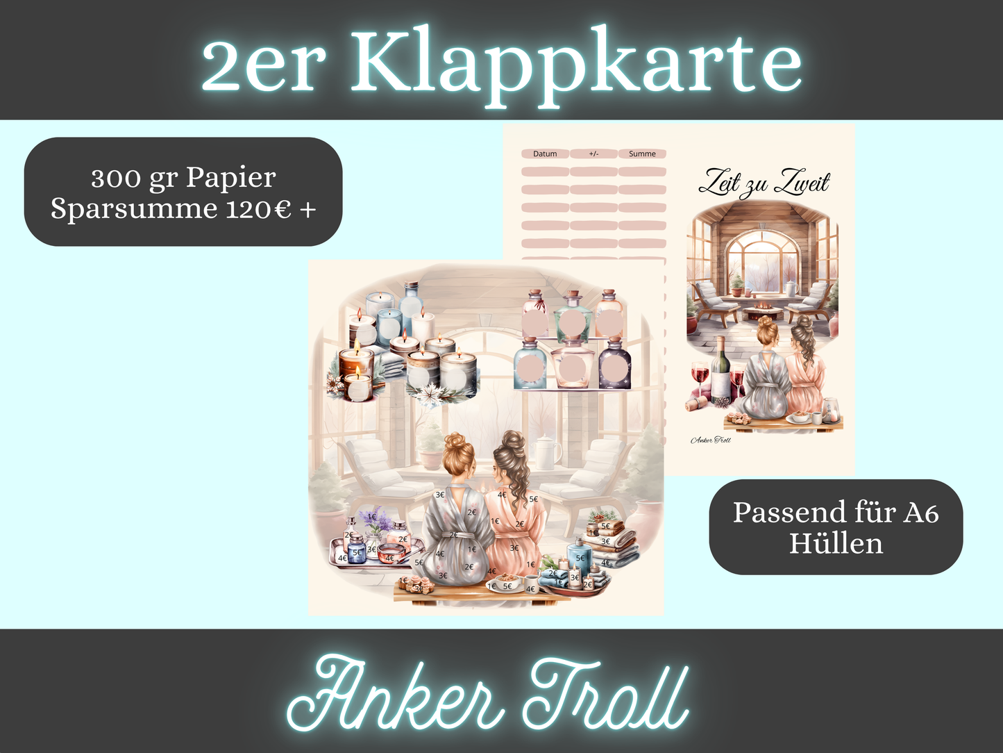 Zeit zu zweit, 2er Klappkarte, Sparchallenge, rubbeln, abstreichen