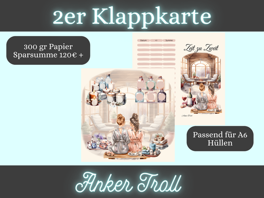 Zeit zu zweit, 2er Klappkarte, Sparchallenge, rubbeln, abstreichen